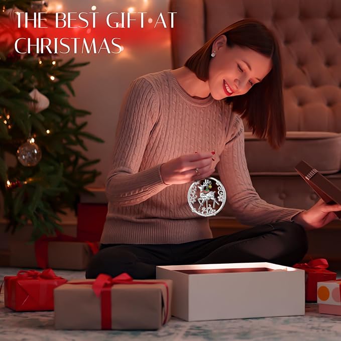 Christmas Tree - 2025 Rotation Reindeer Hanging Ornaments Pendant of Car Charm Holiday Keepsake Gift Home Decor (Reindeer Silver (2025))