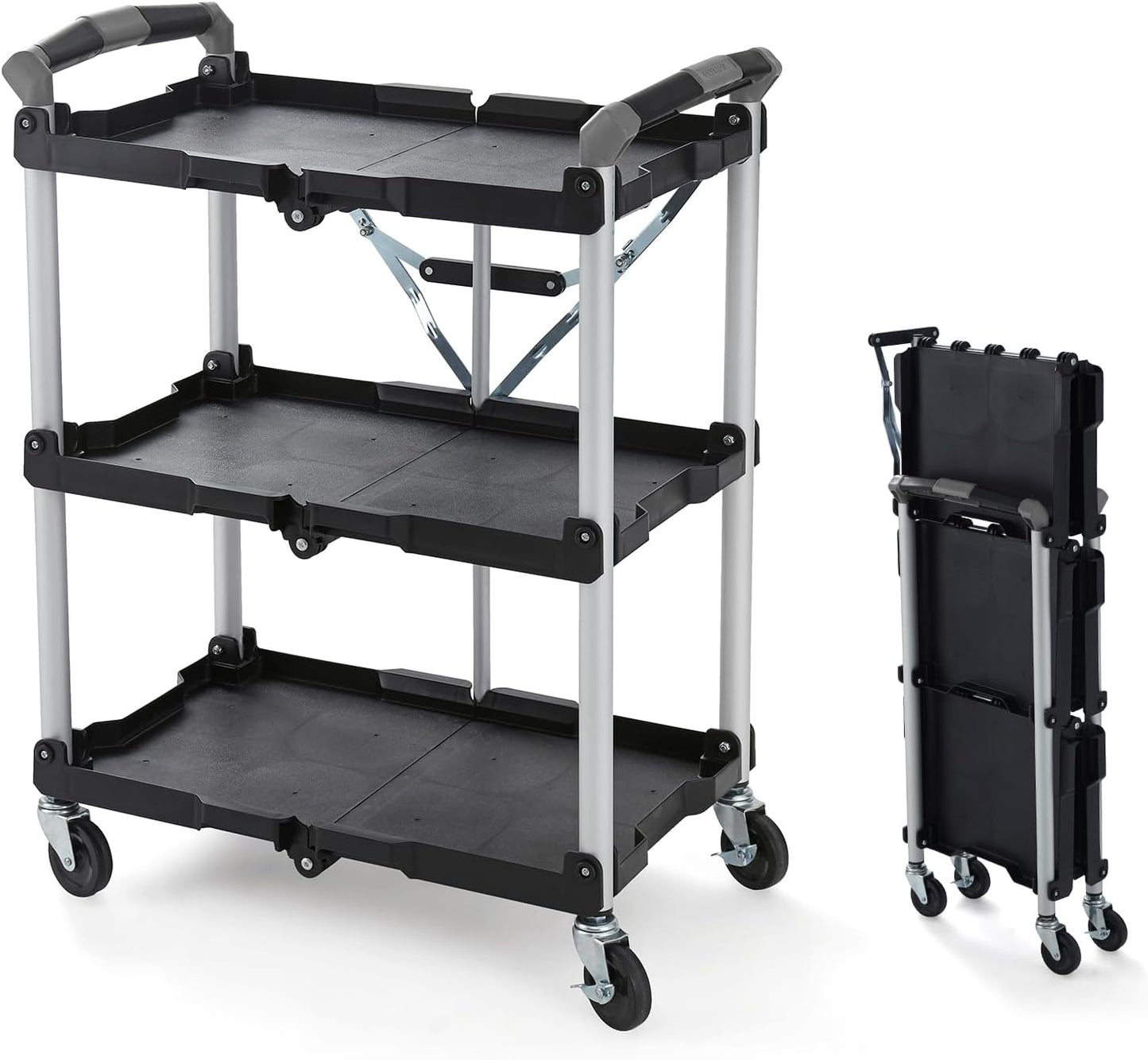 Olympia Tools 85-188 Pack-N-Roll Folding Collapsible Service Cart, 150LB Capacity, Black