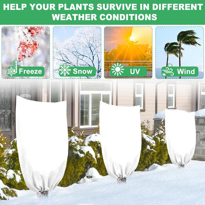3 Pack Winter Plant Covers Freeze Protection with Drawstring, 23.6" x 31.4" Rose Cones for Winter Protection, Frost Cloths for Outdoor Plants Shrubs Trees Jacket Covers for Winter