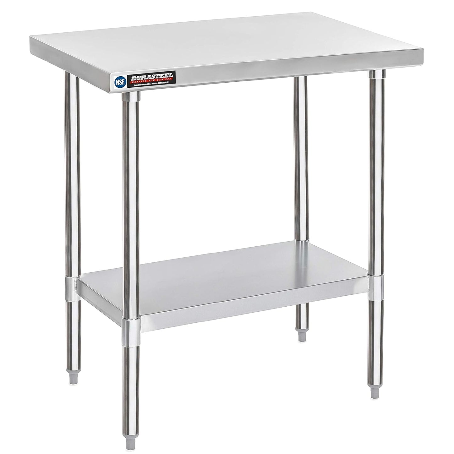DuraSteel 30x36 Stainless Steel Work Table - NSF Commercial Prep Metal Table - Outdoor Pizza Oven Stand w/Under Shelf - Kitchen Island Laundry Utility Garage Microwave Stand Large Rolling Storage Cart