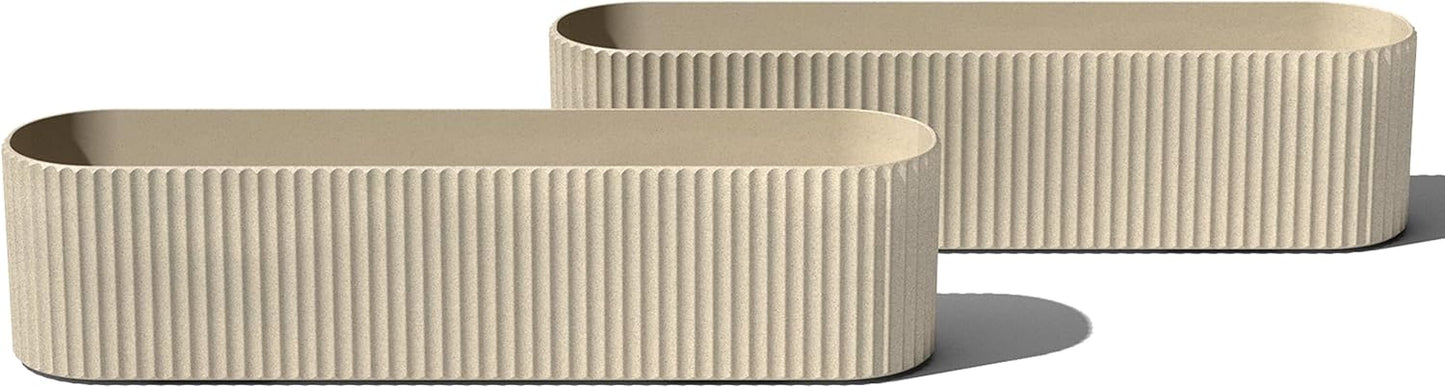 Veradek Demi Series Window Box Planter - Long Planter Box for Windowsill/Balcony | Durable Plastic-Stone Composite Material | Modern Décor for Flowers/Herbs