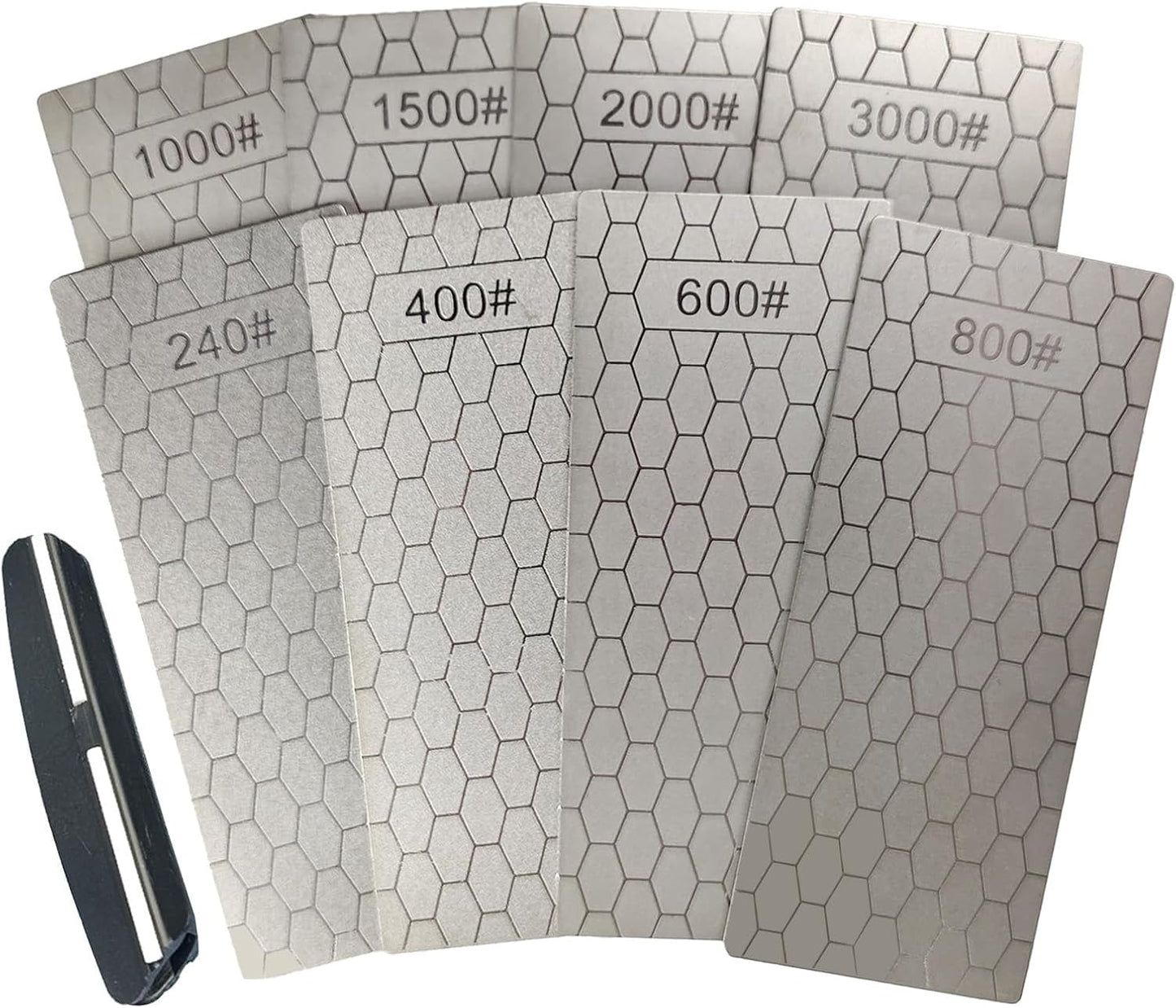 Diamond Sharpening Stone Set,8 Pcs Diamond Lapping Plate Coarse/Medium/Fine Grit Sharpener,240/400/600/800/1000/1500/2000/3000 Grit，Perfect Assistance Sharpener Angle Guide