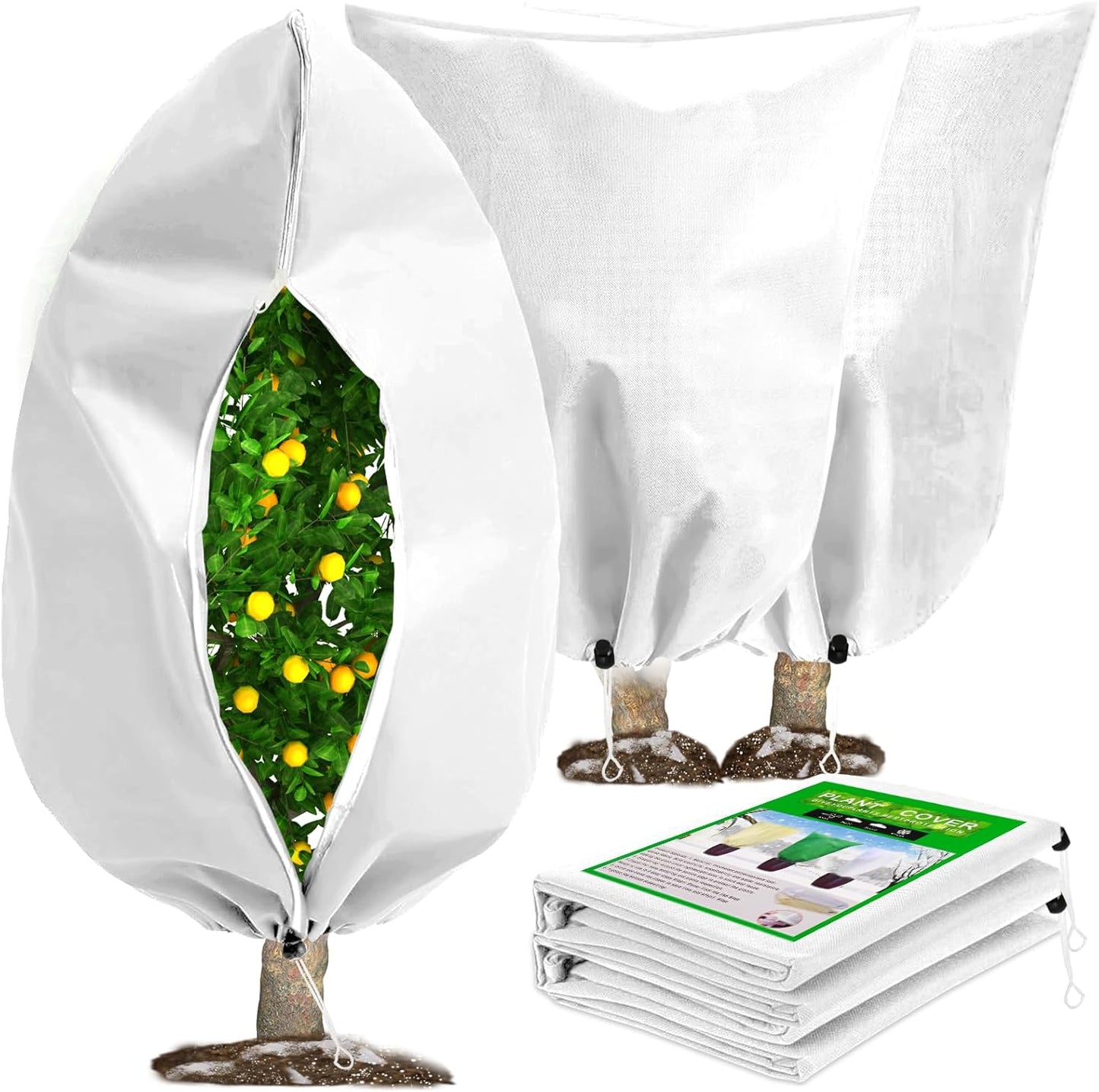 DQS 2 Pack Plant Covers Freeze Protection, 31.4" x47.2" Winter Frost Protection Blankets Frost Cloth,Suitable for Outdoor Winter Frost, Cold Weather, shrubs, Trees, Jackets, and coverings