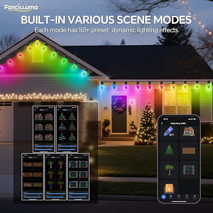 Smart C9 Christmas Lights Outdoor, 99FT 150 LED RGB Color Changing Christmas Lights, APP Remote Controlled Music Sync Waterproof Connectable String Lights for Indoor Outdoor Xmas Decor