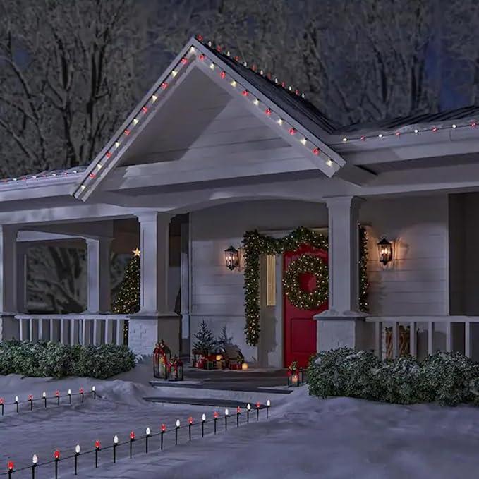 TW SHINE C9 Christmas Lights, 100 LED 66 FT Christmas String Lights Outdoor with 8 Modes Timer Waterproof Connectable for Indoor Yard Xmas Tree House Decorations (Red and White)