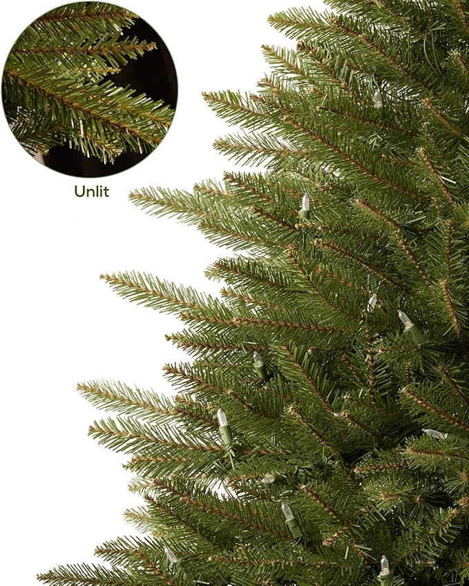 4.5FT Pre-lit Christmas Tree Premium Artificial Spruce Remote Control with 300 Warm White & Multi-Color Lights, Hinged/Feel Real/Realistic/Dual Color Xmas Tree 4.5 Feet Outdoor Festive Holiday Decor