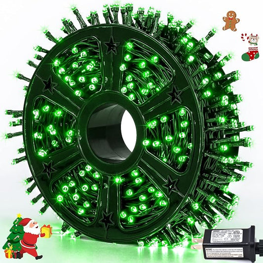 JMEXSUSS 500 LED Green Christmas Lights, 8 Modes Green String Lights Outdoor Plug in, 173ft Christmas Light for Party Xmas Tree Decorations