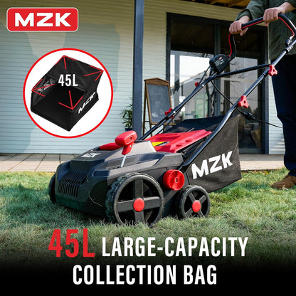 MZK 15-inch 2-in-1 Electric Dethatcher and Scarifier w/Removeable 5-Position Height Adjustment,Lawn dethatcher w/12-Gallon Thatch Collection Bag,Keep Lawn Health,DS15A03