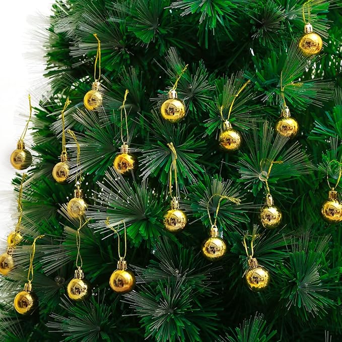 144pcs/1.18-Inch Christmas Ball Ornaments Gold Small Christmas Tree Balls for Xmas Holiday Wedding Party Decoration, Tree Ornaments