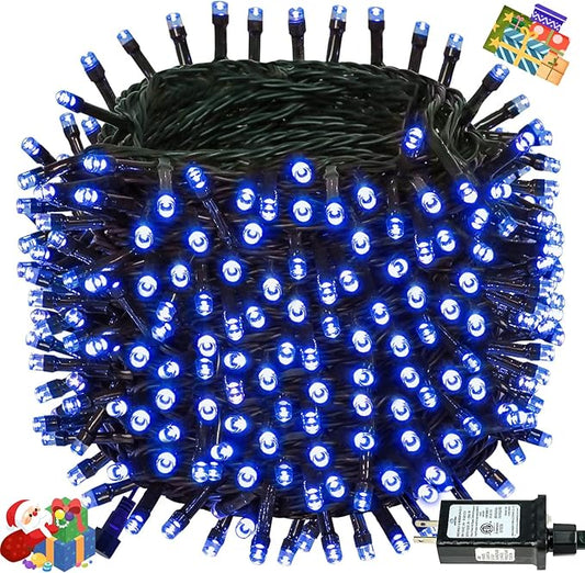 Connectable 240LED 88Ft 13Modes Christmas Lights Outdoor Indoor | Extendable Green Wire Christmas String Lights with Timer | Twinkle Fairy Light Plug in for Xmas Tree Garden Decor Party (Blue)
