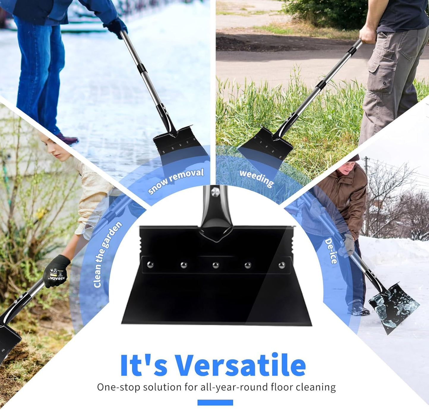 Garden Flat Shovel Weeding Tool 53-inch Multifunctional Cleaning Shovels Heavy Duty Floor Scrapers Long Handle, Weeding Scraper for Road Outdoor Driveway Lawn Edging, Ice Scraper, Snow Shovel Tool