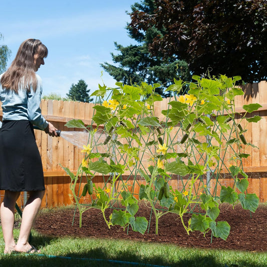 Cucumber Trellis 2 Pack, Foldable A-Frame Garden Trellis for Raised Bed Garden Grow Support with Plant Support Clips, Twist Ties, Plastic Ties, for Cucumber,Tomato, Climbing Plants and Flowers