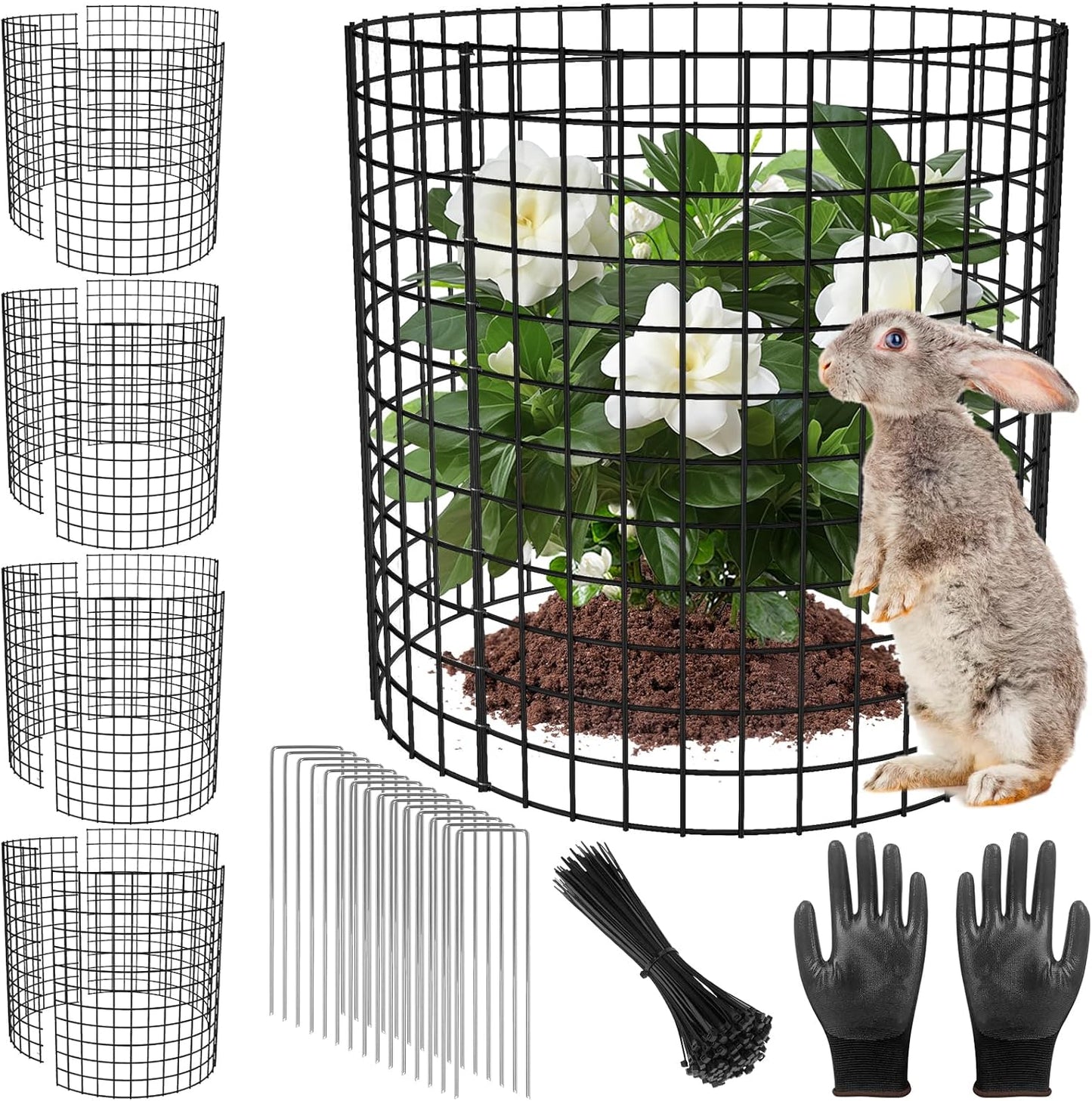 5 Pack Plant Protector from Animals, 17x14 inch Wire Plant Cages Mesh Plant Cage Garden Plant Protector, Sturdy Bunny Barricades Chicken Wire Cloche Plant Protectors for Keeping Bunny Animals Out