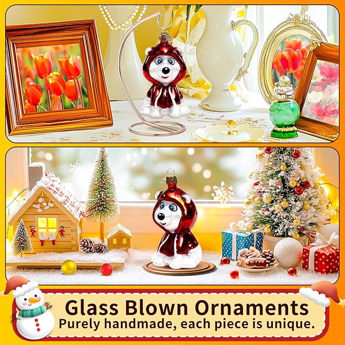 Christmas Ornaments,Glass Blown Ornaments for Tree,Personalized Polar Bear Collection Hanging Ornaments,Christmas Decorations for Xmas Tree Holiday Party Gifts(Polar Bear)