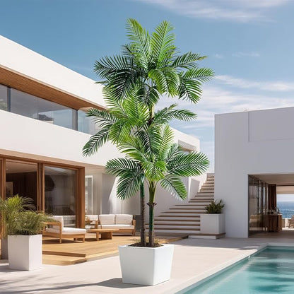9.1FT Artificial Phoenix Palm Tree Artificial Plants Indoor Outdoor Large Faux Coconut Silk Palm Tree Tropical Fake Tree Faux Sago Palm Plant for Modern Farmhouse Yard Outside Patio Poolside