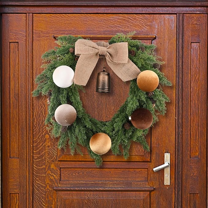 Gold Velvet Christmas Tree Ornaments - 15pcs Shatterproof Christmas Balls for Xmas Trees Decorations - Multicolor Brown Gold Neutral Beige, 80mm 3.15inch