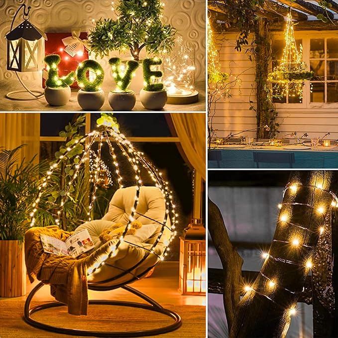 Upgraded 4Pack 280Ft 800 LED Fairy Lights Battery Operated with Remote & Timer, Waterproof Christmas String Lights Outdoor Indoor, Battery Twinkle Lights for Bedroom, Xmas, Parties, Tree, Garden Decor