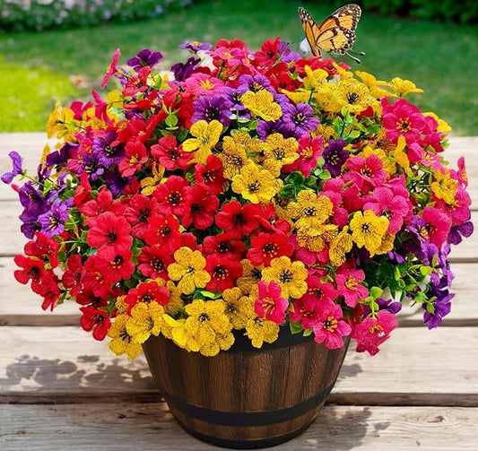 20 Bundles Artificial Flowers for Outdoors – UV Resistant Artificial Plants Outdoor, Realistic Silk Fake Flowers No Fade, for Porch, Garden, Patio, Planter