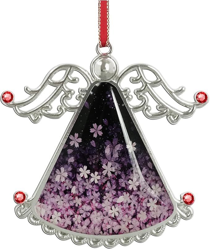 XUTAI Angel Christmas Tree Ornament Cherry Blossom Flower Glass Hanging Angel Glass Pendant for Holiday Decoration