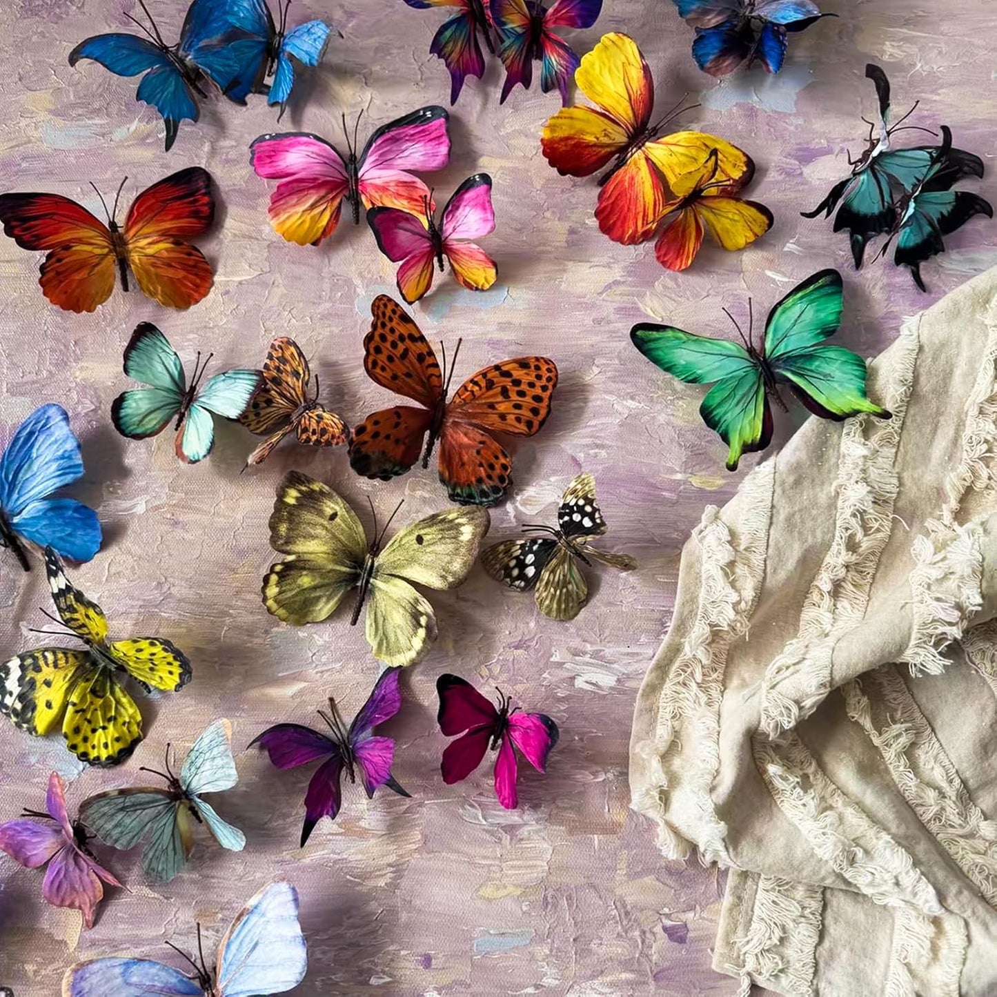 Artificial Butterfly, 3D Butterfly Clips,Silk Floral Butterflies, Suitable for Home Decoration, Flower Arrangement and Foil The Festive Atmosphere (8 Pcs)