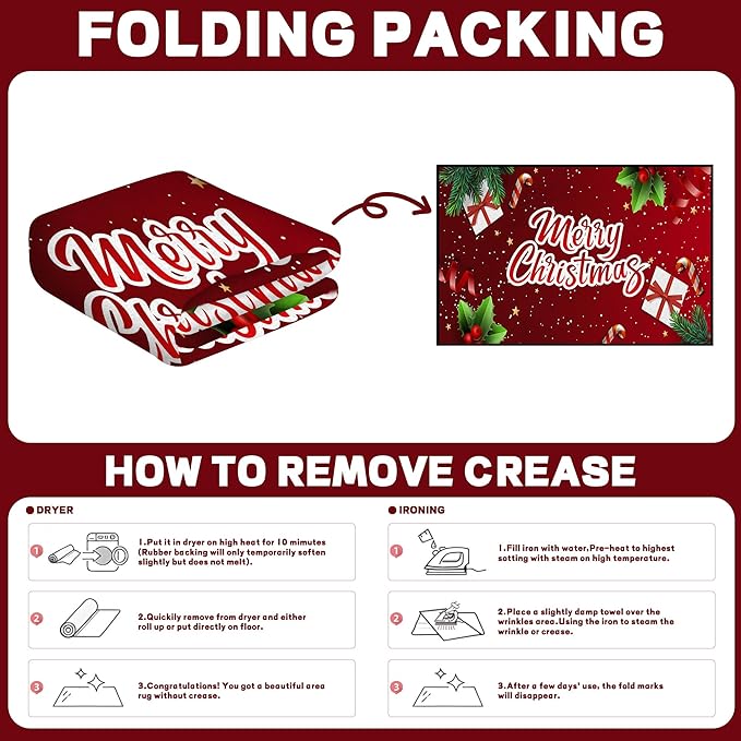 Christmas Decorative Rug 6' x 9' for Bedroom Living Room Christmas Tree Area Rug Indoor Throw Area Rug Washable Non Slip Rug for Dining Room Home Study Holiday Decor