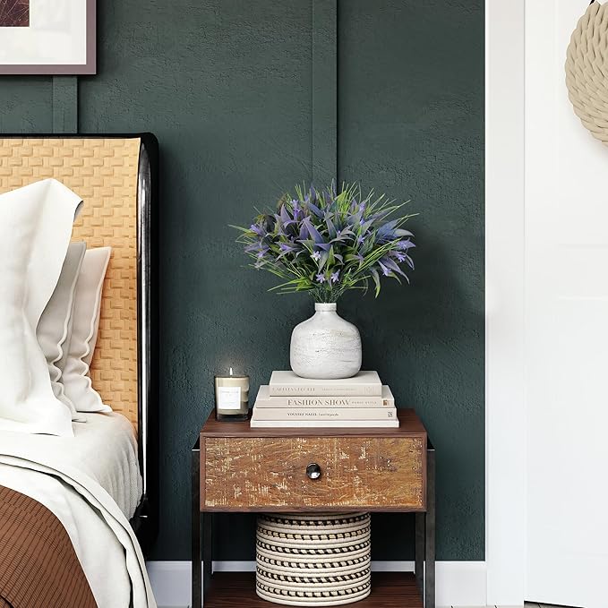 8 Bundles Artificial Plants Bushes Outdoor UV Resistant Fake Flowers Grass Bulk Faux Plastic Greenery for Fall Winter Summer Outside Window Box Planter Front Porch Yard Floral Arrangements