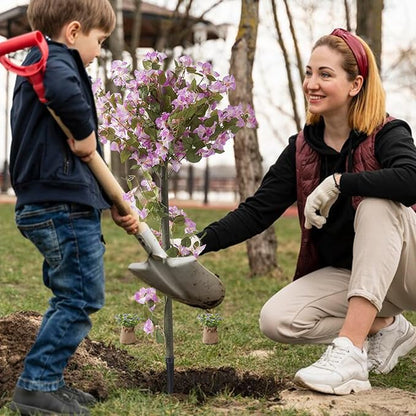 4FT Artificial Bougainvillea Tree, Set of 2 Flower Plants Artificial Tree, Faux Floral Plant Blooming Bush with Spike, 48" Large Fake Tree for Indoor Outdoor Porch Decor
