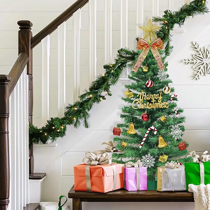 Dual Color Change 3Ft Small Christmas Tree with Timer Remote, 8 Modes 50 Warm White&Colorful Change Lights, 3D Star&44 Ornaments, Battery Operated, Mini Christmas Tree Table Indoor Holiday Party Decor