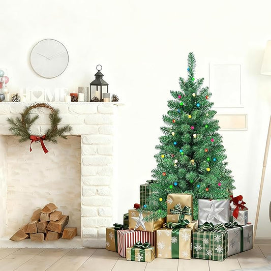 4FT Christmas Tree LED Bulbs Pre-Lit, Premium Artificial Christmas Tree with Lights, Decorated Xmas Tree with Tripod Stands for Indoor Home Office Party Holiday Decoration, ETL Listed