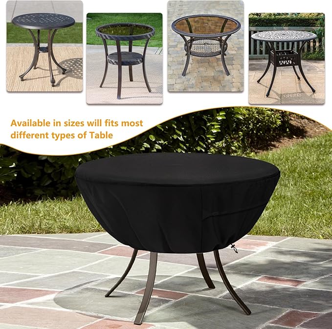 Round Patio Table Cover,Suitable for 30 Inch Diameter Patio Tables,Waterproof Heavy Duty Round Outdoor Coffee Table Cover