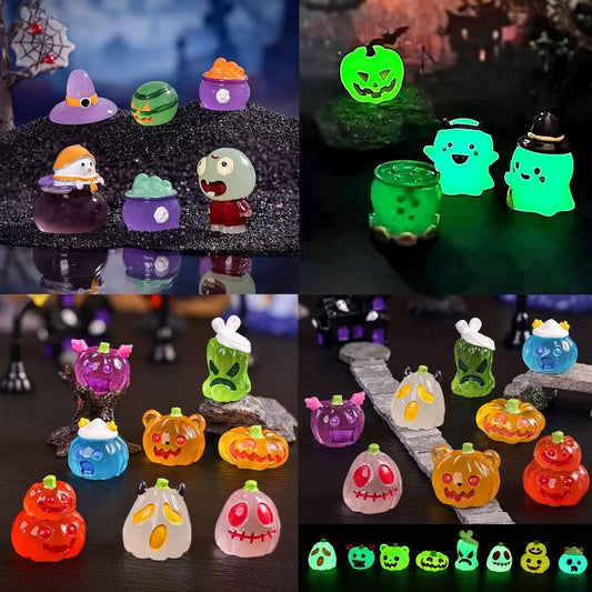 87 Pcs Halloween Mini Resin Figures 23 Styles Tiny Resin Animals Pumpkin Ghost Skull Miniatures Bulk for Halloween Party Favors Bag Fillers Garden Dollhouse Decor