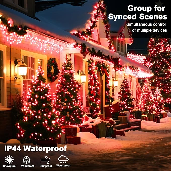 393 FT 1000 LED String Lights Outdoor Indoor, Christams String Lights Waterproof 8 Modes & Timer, Fairy Lights Plug in for Bedroom, Weeding, Patio, Party, Holiday,Christmas Decor (Red)