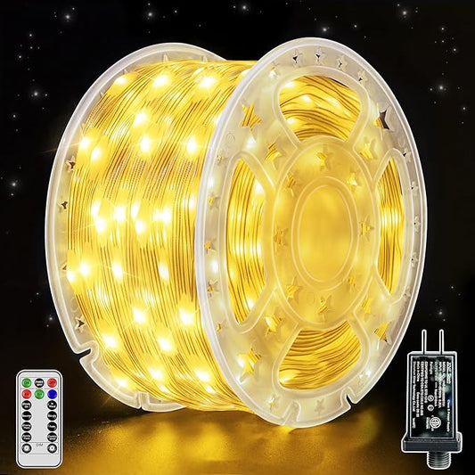 1000 LED 328 FT Outdoor Christmas Lights, IP67 Waterproof Twinkle String Lights with Remote 8 Modes and Timer Memory Function, Fairy Light for Holiday Garden Party Decorations(Warm White)