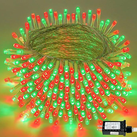 88FT 240LED Extra-Long Connectable String Lights Indoor Outdoor Clear Wire, Red&Green Christmas String Lights, Plug in Twinkle Fairy Light with Timer for Wedding Patio Tree Yard Christmas Decorations