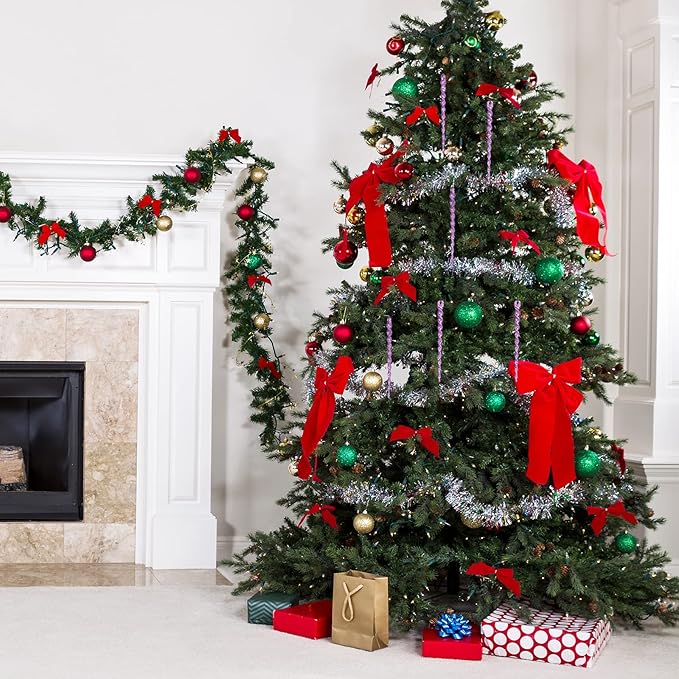 AMS Sparkling Glitter Plastic Icicle Ornaments 30 PCS Twisted Icicles Decoration Christmas Tree and Holiday Xmas Party Hanging (5.1'', Purple)