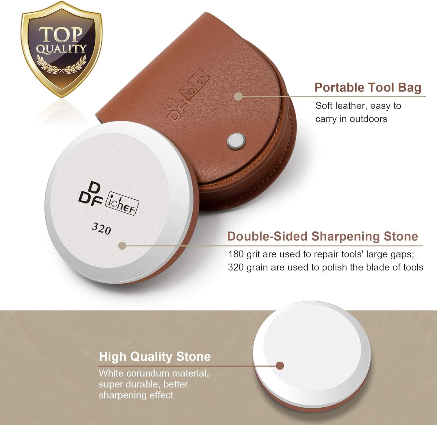 DDF IohEF Axe/Hatchet Sharpening Stone 180/320 Grit, Professional Whetstone & Tool Sharpener, Axe Sharpener with Portable Bag