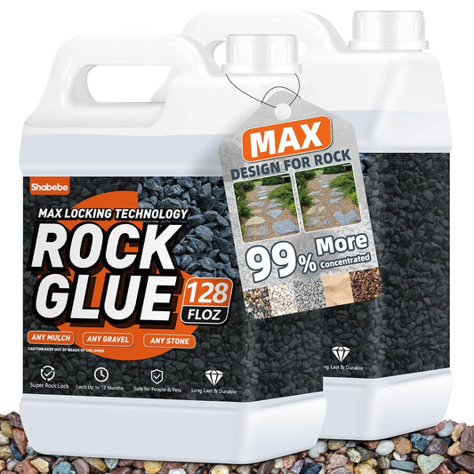 Rock Glue, 2Gallon Mulch Glue for Landscaping, Fast-Dry Strong Pea Gravel Stabilizer Landscape, Non-Toxic Long-Lasting Dries-Clear Strong Pea Gravel Binder for Pebble, Pine Straw for Outdoor Gardens