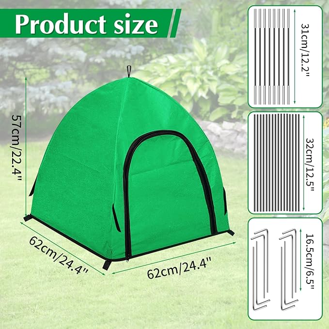 Winter Large Plant Covers Freeze Protection with Stakes, 24.4 x24.4 x22.4inch Warm Plant Protection Tent Foldable with Zipper Door, Plant Snow Ice Covers Protecting Fruit Tree
