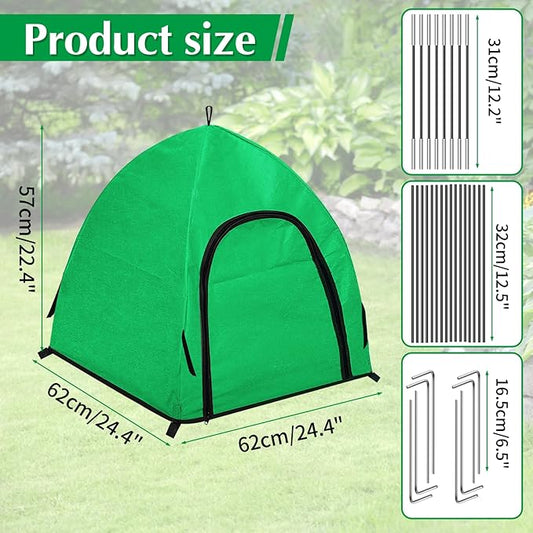 Winter Large Plant Covers Freeze Protection with Stakes, 24.4 x24.4 x22.4inch Warm Plant Protection Tent Foldable with Zipper Door, Plant Snow Ice Covers Protecting Fruit Tree (2Pack)