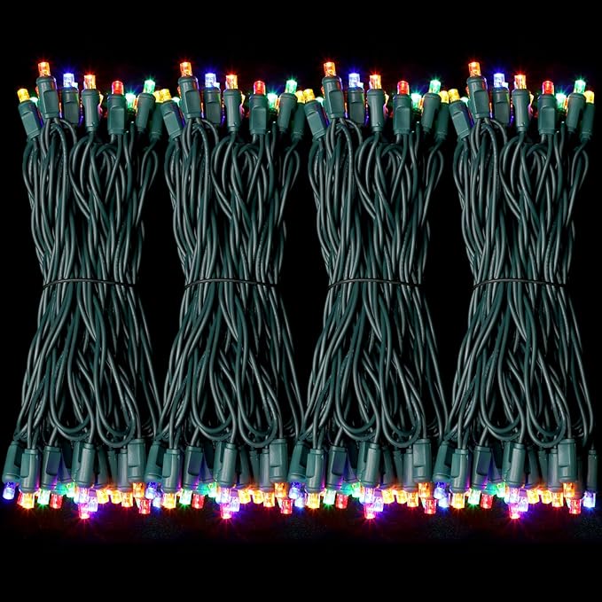 LAMPHOME 50LED String Lights,LED Christmas Lights,6" SPACING,Green Wire,Multicolor,Commercial Grade