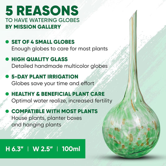 Plant Watering Globes Set of 4 - Small Self Watering Globes for Indoor & Outdoor Plants - Multicolored, Automatic, Glass Watering Bulbs for Daily Use, Plant Watering Devices