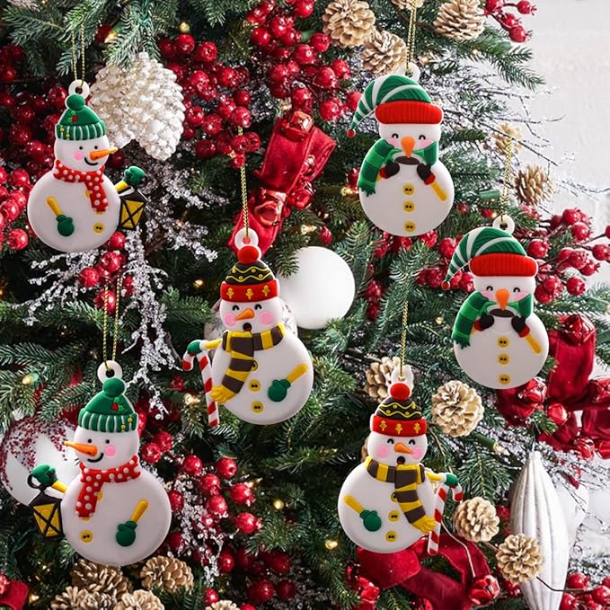 Christmas Ornaments Set Winter Snowman Ornaments for Christmas Tree Pendant Family Hanging Christmas Decorations for Xmas Home Party Holiday Decor 12 Pieces