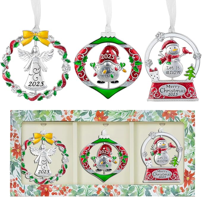 Laraine Christmas Tree Ornaments – 2025 Decorative Rotation Hanging Pendant of Car Charm Holiday Keepsake Gift Home Decor (3 Pieces Set (2025))