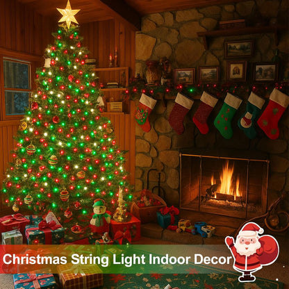 Extra-Long 144FT Solar String Lights for Outside, 2 Pack 400LED Solar Fairy Lights Outdoor, Waterproof Copper Wire with 8 Modes Twinkle Lights for Tree Garden Party Xmas Decor (Red White and Green)