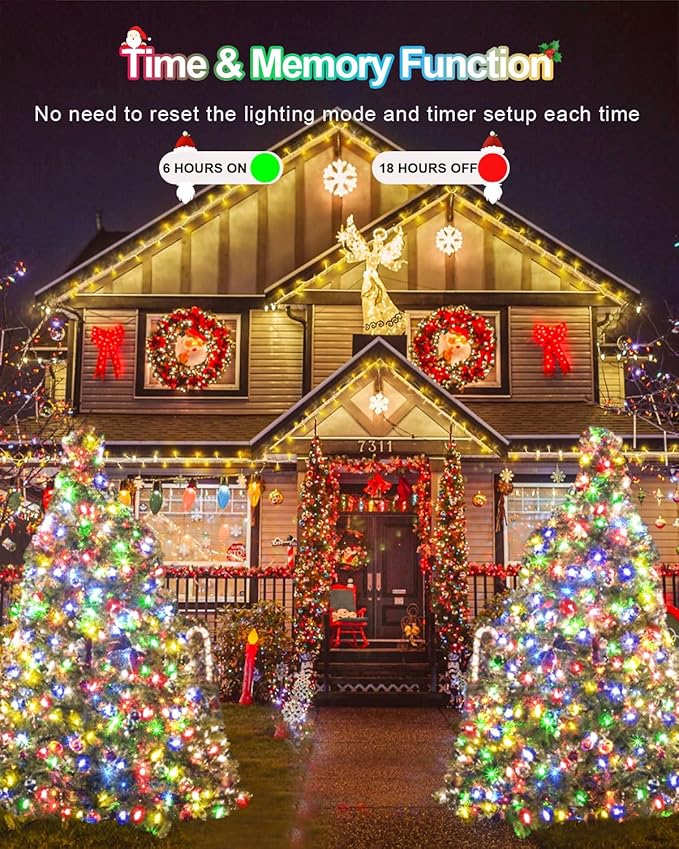355FT 900LED Color Changing Christmas Lights, Extra Long Outdoor String Lights Waterproof, Timer & Memory, 8 Modes Dimmable Plug in Fairy for Outside Tree Wedding Patry White to Multicolor