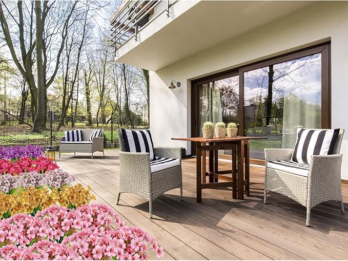 AmyHomie 20 Bundles Artificial Flowers for Outdoor Outside Spring Summer Decoration UV Resistant Faux Flowers No Fade Fake Plastic Plants Garden Porch Window Box Decorating (Purple)