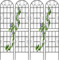 4 Pack Metal Garden Trellis for Climbing Plants, 86.7" Tall Rustproof Outdoor Trellis Panel with Vine Lines Design, Decorative Black Iron Plant Support for Vine, Rose, Flower, Garden Wall
