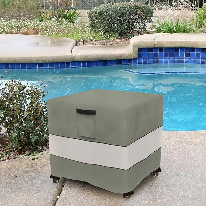 Patio Wicker Side Table Cover,22W x 22D x 18H inch,Waterproof Square Patio Small Side Table Cover,Suitable for 3-Piece Outdoor Wicker Patio Bistro Set Side Table Grey Green