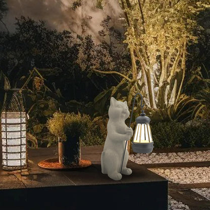 Solar Cat Garden Statue 10 Inch Porch Patio Decor for Outside Yard Decoration Outdoor Unique Housewarming Gardening Birthday Gifts for Cat Lovers Women Grandma