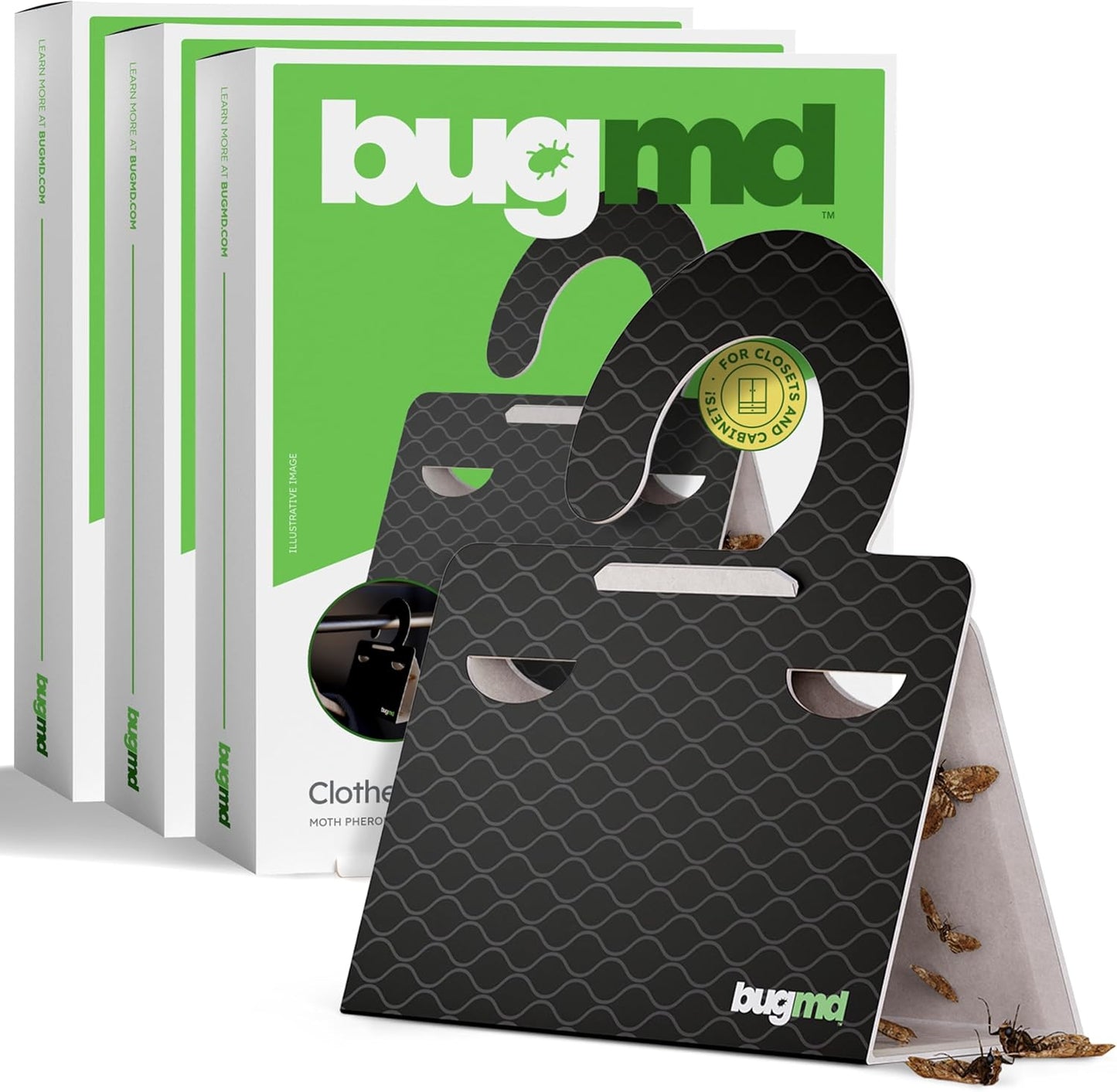 Clothes & Pantry Moth Traps (18 Count) – Sticky Glue Pheromone-Based Repellent for Closets, Cabinets & Wardrobes – Non-Toxic - Black